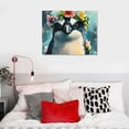 thumbnail image 5 of Orinice Penguin Flower Crown Fine Art Aesthetic Poster & Print Wall Painting for Home Decor, Canvas Wall Art Living Room Bedroom Office Wall Decor 16x12in, 5 of 6