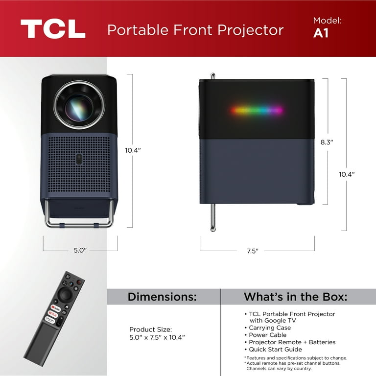 TCL A1 GTV Projector, Netflix Officially Licensed, Portable