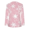 thumbnail image 4 of Long Sleeve Tee Shirt Ladies Festival New Years Outfit Henley Neck Trendy Snowflake Print Christmas Holiday Tops (X-Large, Pink), 4 of 4