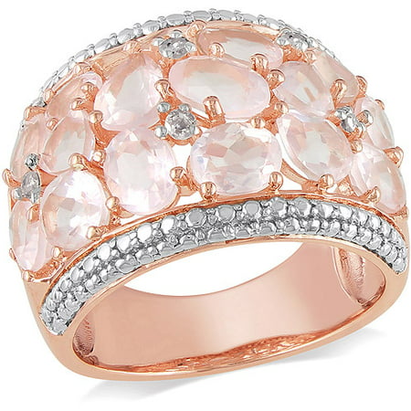 6 Carat T.G.W. Rose Quartz and Diamond-Accent Two-Tone Sterling Silver Fashion Ring