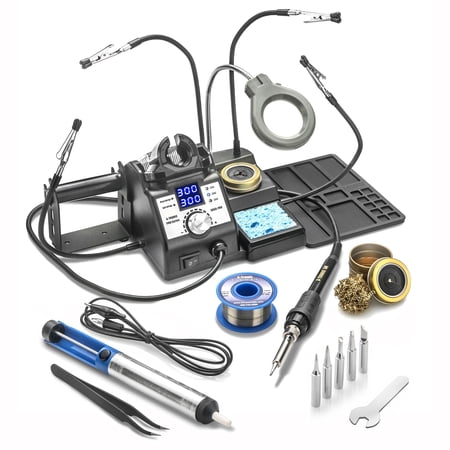 X-Tronic 3060-PRO 75W Soldering Iron Station – Dual LED Display, Adjustable Sleep Mode, °C/°F Conversion, 5 Extra Tips & Helping Hands