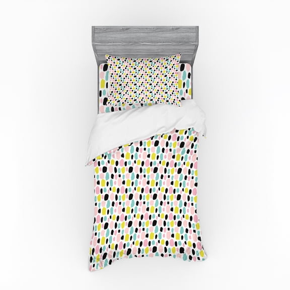 Ambesonne Colorful Bedding Set 3 Pcs, Pastel Brush Strokes, Twin, Multicolor