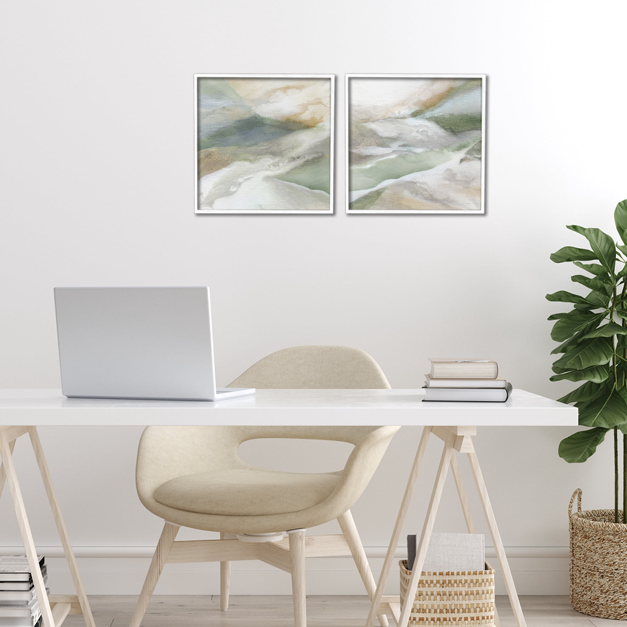 Stupell Industries Serene Misty Valley Abstraction 2 Piece White Framed Giclee Art Set, design by Carol Robinson