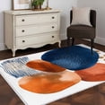 thumbnail image 3 of 3'x5' Area Rugs, Navy Blue Burnt Orange Indoor Outdoor Area Rug for Living Room Bedroom, Vintage Artwork Geometric Washable Bathroom Rugs Kitchen Floor Carpet Mats Home Decor Aesthetic, 3 of 8