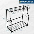 thumbnail image 3 of Royalbelle Black 2 Tier Garden Tool Organizer Rack With Hooks & Slots, 3 of 6