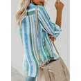 thumbnail image 6 of Asvivid Ladies Striped Long Sleeve Blouses with Front Pockets Color Block Shirts Lightweight Butttoned Retro Pullover Tops US 12-14, 6 of 7