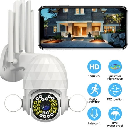 

XIAOFFENN Security Cameras Wireless Outdoor Security Camera Outdoor With Floodlight 2Mp Wifi Cameras For Home Security Digital Surveillance Camera Night Vision Motion Detection Ip66 Waterproof