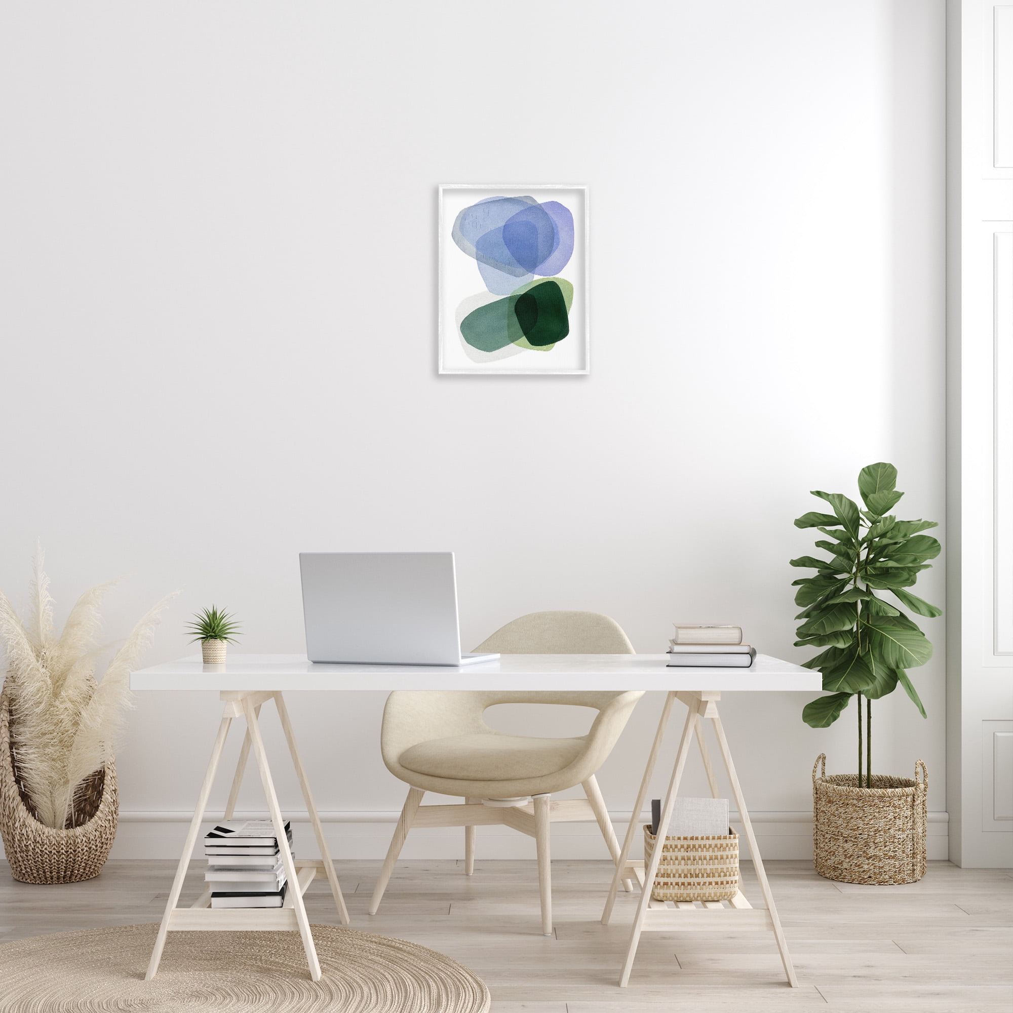 Stupell Industries Minimalist Opaque Shapes Abstract Painting White Framed Art Print Wall Art, 16 x 20