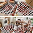 thumbnail image 5 of Area Rug for Living Room, Valentine's Day Non-Slip Indoor Large Carpet for Bedroom/Dining Room, Romantic Love Trees Red Roses Black Plaid Washable Low-Profile Rectangle Floor Runner Rugs - 4 x 6 Ft, 5 of 7