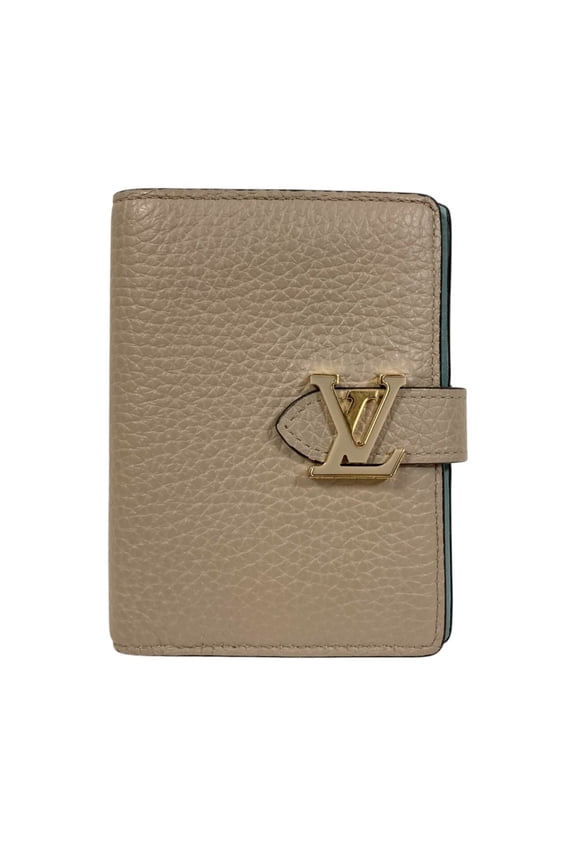 Pre-Owned LOUIS VUITTON LV Vertical Compact Wallet M82198 Gale Greige Women's