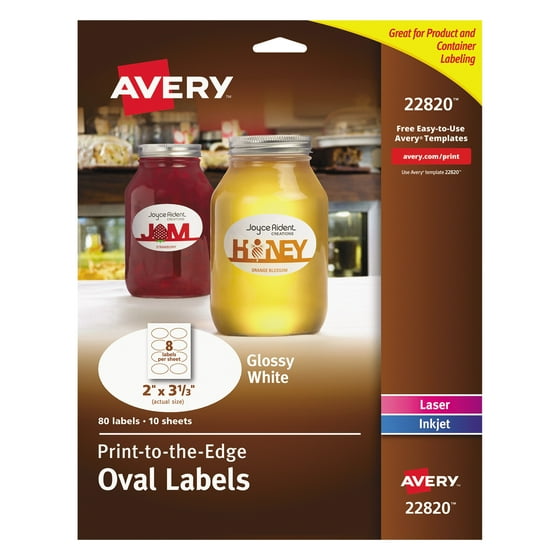 avery r print to the edge glossy oval labels true print tm 22820