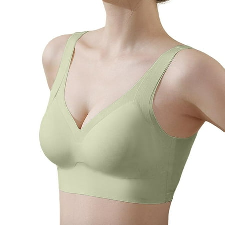 Ogiraw Clearance! Minimizer Bras For Women Underwear Women s Wide Straps Without Ring Gathered To Collect Side Breasts Large Size Tank Top Non Marking Bra Full Coverage Bras For Women Green M-3XL