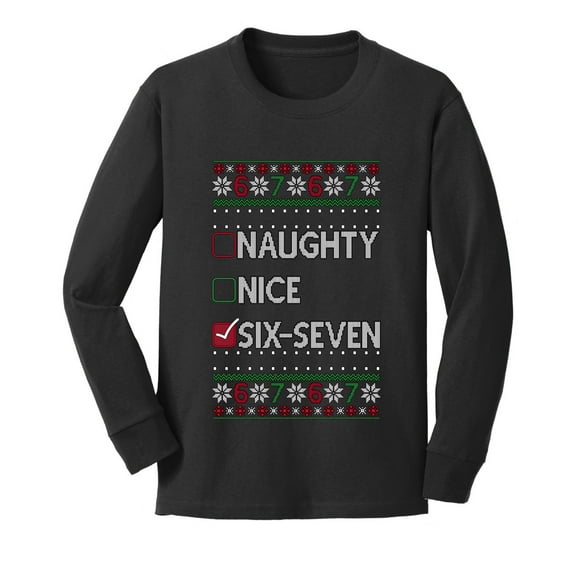 Wild Bobby Naughty Nice 6 7 Checklist Christmas Sweater | Holiday Youth Longsleeve Shirt
