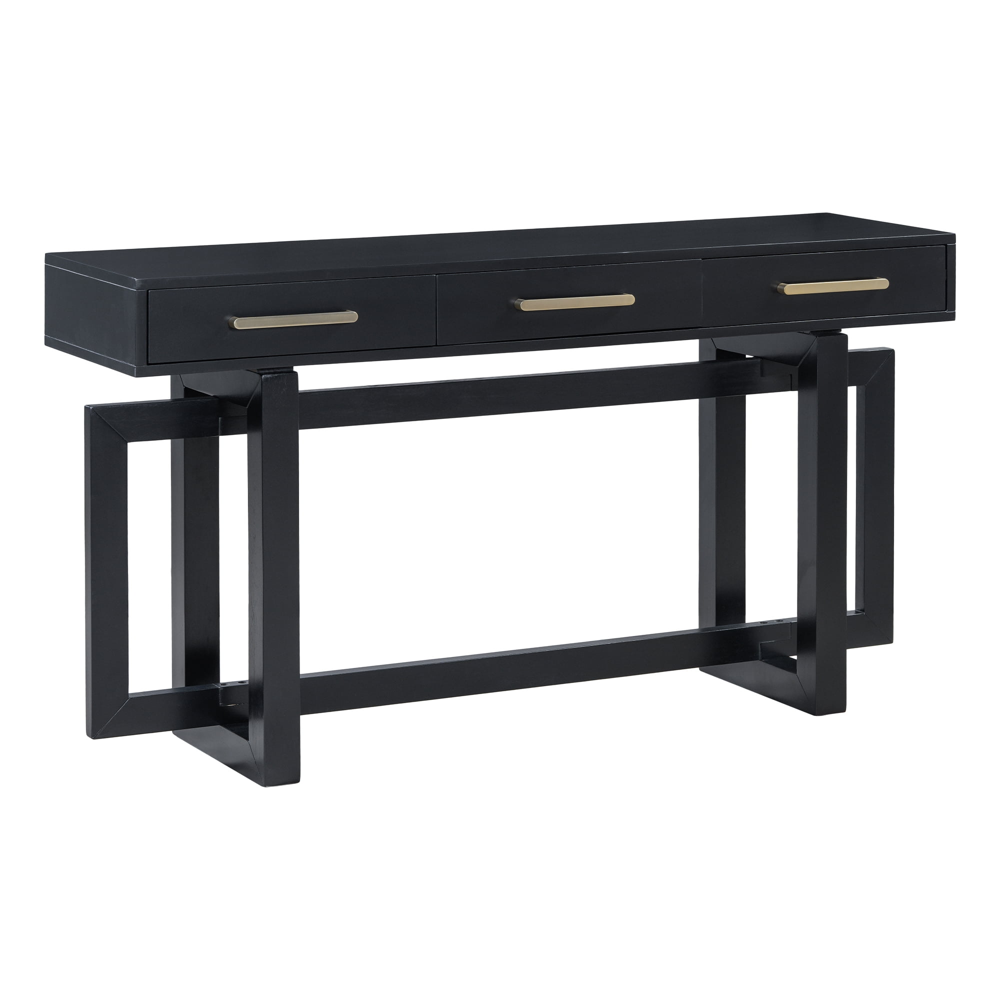 EUROCO 57" Long Console Table,Wood Sofa Table for Entryway with 3 Drawers for Living Room Hallway Foyer Office,Black