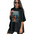 thumbnail image 3 of Plus Size Shirt for Women Black Tops for Women Oversized Short Sleeves Shirt for Women Stained Glass T Shirt Crewneck Shirt for Women 3XL, 3 of 5