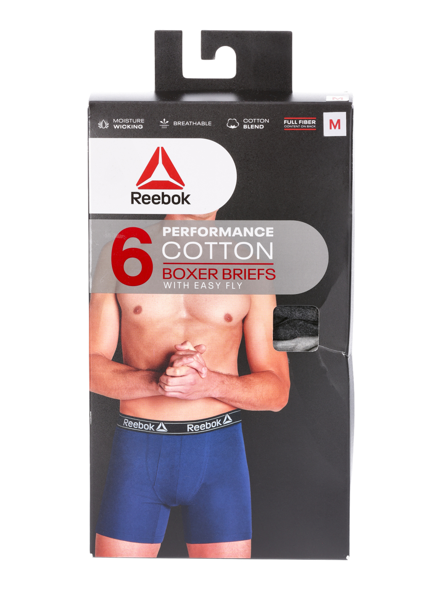 Reebok Men's Performance Cotton Stretch Boxer Briefs, 6-Pack photo 2
