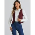thumbnail image 3 of DARING DIVA Women's Sleeveless V Neck Casual Waistcoat Vest Jacket S Wine Red, 3 of 6