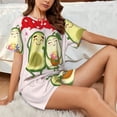thumbnail image 4 of Fotbe Avocado Lovers Wearing Umbrella Conjunto de Pijama Estampado para Mujer, 2 Piezas, Ropa de Dormir con Camiseta de Manga Corta y Shorts Suaves-Medium, 4 of 6