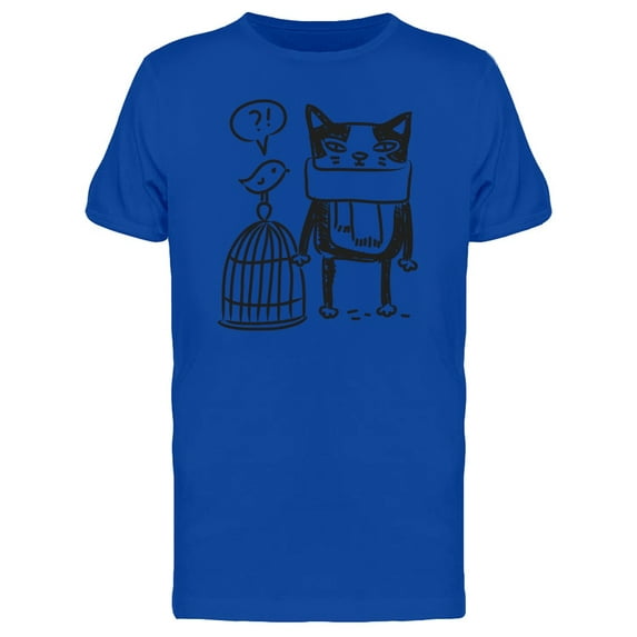 Bird Confused By Cat T-Shirt Men -Image by Shutterstock, Male Small