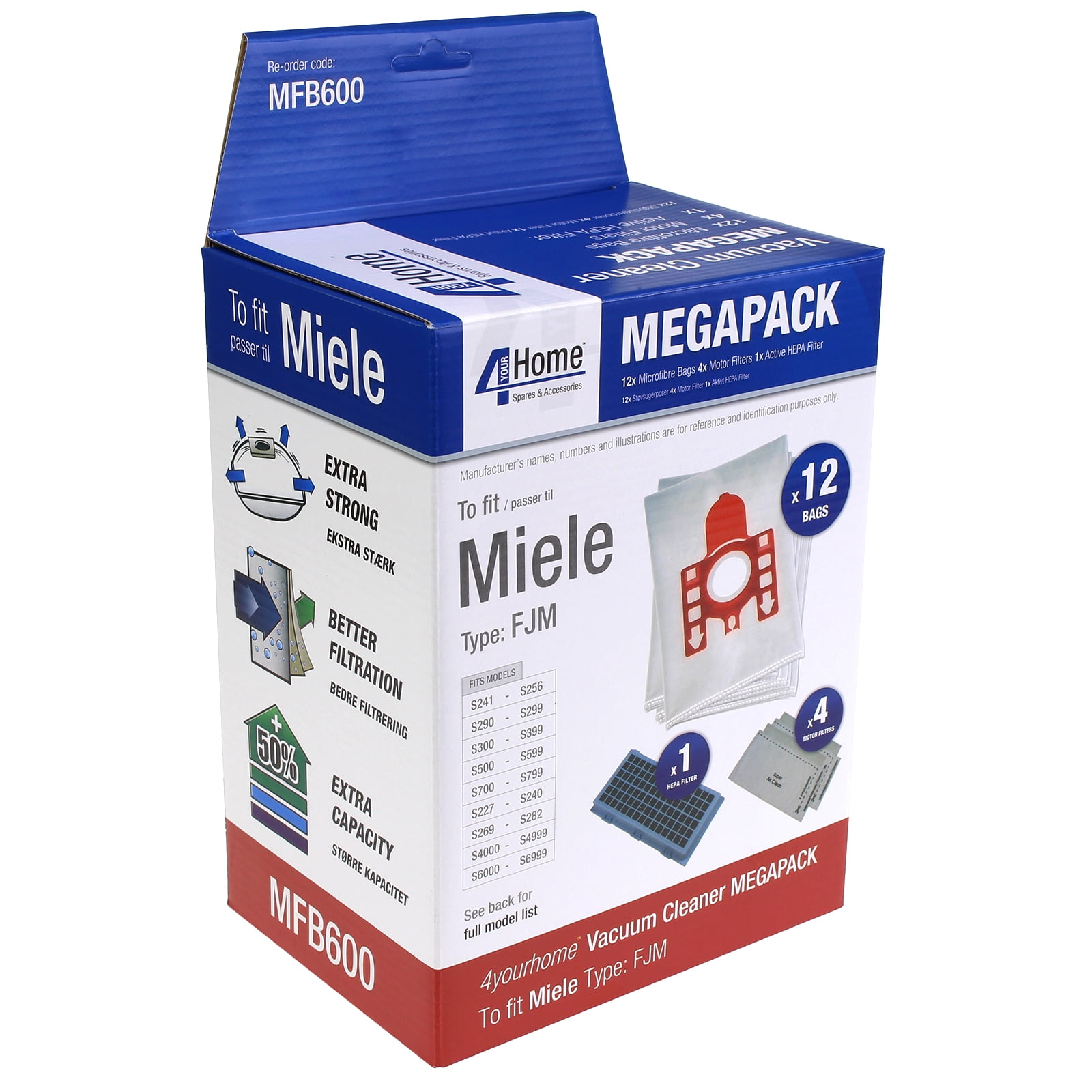 Genuine 3D Miele FJM for Compact C2 Series Vacuum Cleaner Bag /& Filter Pack