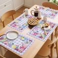 thumbnail image 5 of Easter Placemats Set of 6 Watercolor Eggs Flowers Berry Plants Purple Plaid Place Mats Indoor Wipeable Table Mats Washable Cloth Dining Table Placemats for Kitchen Holiday Party Home Decor 13x19 Inch, 5 of 9