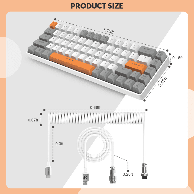 ZIYOULANG T8 60% Gaming Keyboard, 68 Keys Compact Mini Wired