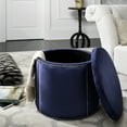 thumbnail image 1 of Safavieh Jody Modern Glam Round Storage Ottoman w/ Silver Nail Heads, 1 of 10