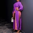 thumbnail image 2 of AURA Plus Size Maxi Dress Half Open Collar Lace Up Belted High Waist Pleated Long Sleeve Elegant Fall Dress, 2 of 10