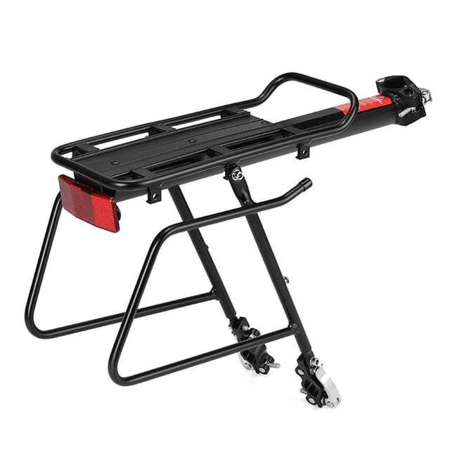Graflsoa Lightweight Aluminum Quick-Release Rear Bike Rack with High-Strength Elastic Cord, 50KG Capacity, Red Reflector, and Installation Tools for 24-29 Inch Bikes