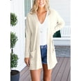 thumbnail image 2 of Women's open front long sweater knitted cardigan coat with pockets, 2 of 5