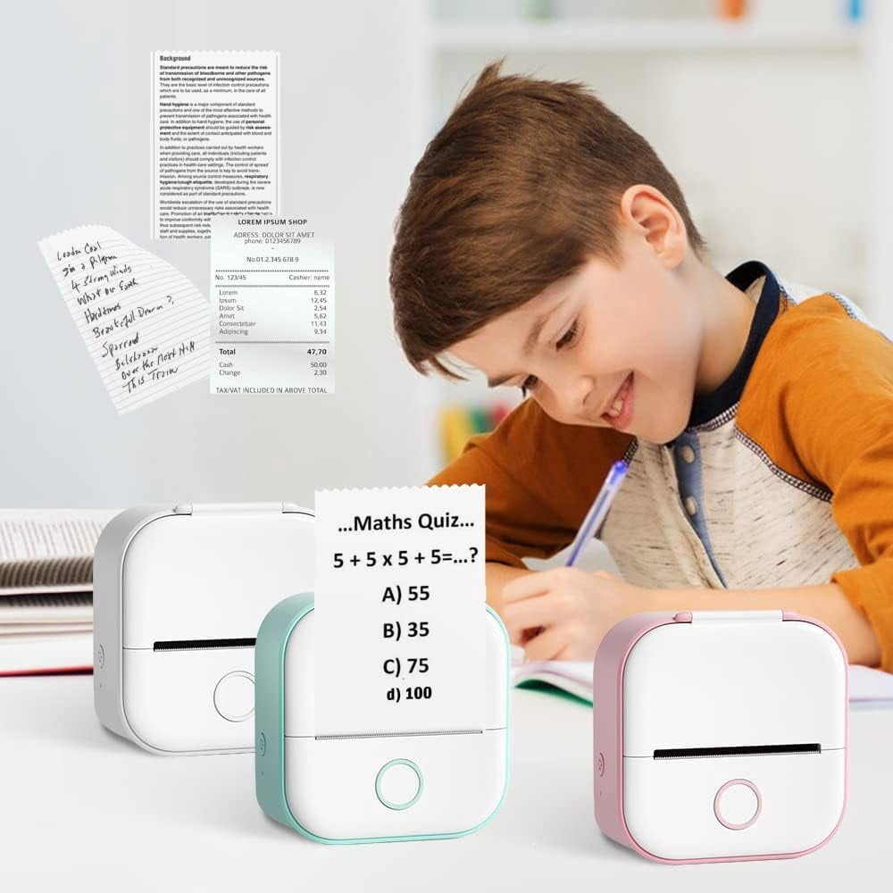 Mini Pocket Printer, 2023 New Inkless Sticky Note Printer Bluetooth Sticker Portable Photo Thermal for DIY Scrapbook (Green)