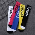 thumbnail image 4 of Kids Knee High Socks Boys Girls Fashion Letter Cotton Sports School Socks School Uniform Dress Socks Toddler Long Tube Seamless Knit Socks 5 Pairs, 3-8T, 4 of 9