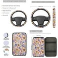 thumbnail image 3 of Jeiento Tropical Flowers Car Seat Covers Front Rear Split Bench Full Set Steering Wheel Seat Belt Pads Coasters Armrest Pad Keychain Chapstick Holder, Purple 13 PCS Automobile Interior Sets, 3 of 8