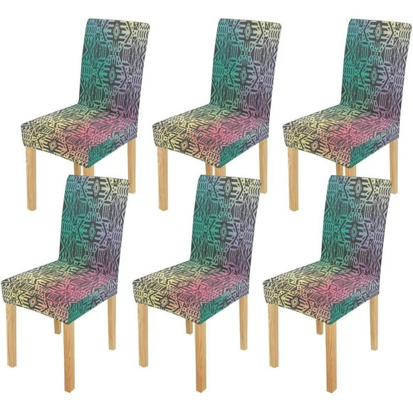 RYLABLUE Hipster Boho Chic Background with Gradient Mesh Stretch Chair Cover Protector Seat Slipcover for Dining Room Hotel Wedding Party Set of 6