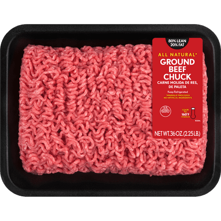 80% Lean / 20% Fat Ground Beef Chuck, 2.25 lb Tray, Fresh, All Natural*
