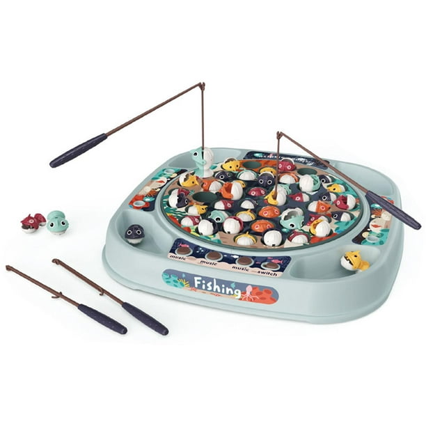 Kids Fishing Game Fun Toy Set,with 3 switches,4 Non-magnetic Fishing Pole, Game Board Fishpond 