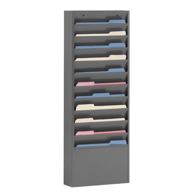 Steel 11 Contour Large Pocket Vertical Literature Rack, Gray