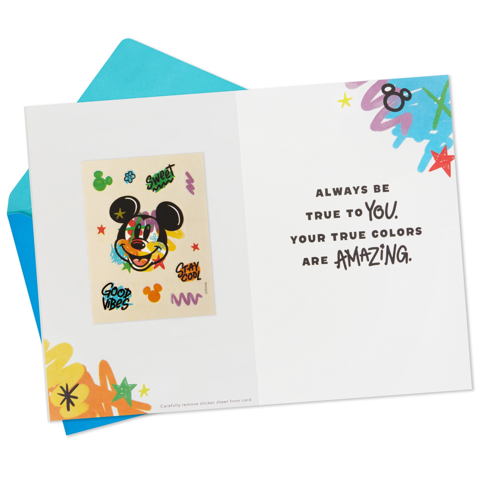 Hallmark Disney Mickey Mouse Birthday Card for Nephew With Stickers (Your True Colors Are Amazing)