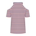 thumbnail image 5 of iHengLiXing Tops for Women Plus Size Women's Summer Fashion Striped Print-neck Off Shoulder Casual Short Sleeved Top Short Sleeved-neck Top/shirt Pink S, 5 of 5