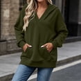 thumbnail image 5 of Xdegoge Women's V Neck Hoodie Pullover Sweatshirts Long Sleeve Casual Hooded Tops with Pocket Fall Winter Loose Fit Comfy Trendy Athletic Clothes, 5 of 9