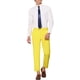 thumbnail image 2 of INSPIRE CHIC Pantalones de vestir recortados de oficina para hombres, ajustados y de frente plano, 32 Amarillo, 2 of 4