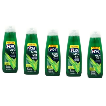 Alberto Vo5 Men 3-In-1 Shampoo Conditioner Body Wash Fresh Energy Scent 15 Fl. Oz. Pack of 5
