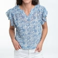 thumbnail image 4 of Elsie & Zoey Petra Large Twilight Ruffle Short Sleeve V-Neck Blouse for Women, 4 of 8