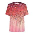thumbnail image 4 of Short Sleeve Button-Up Blouse for Women, Plus Size Casual Pullover with Round Neck and Dual Front Pockets, Polyester Fabric, Spring Summer Wear, 4 of 5