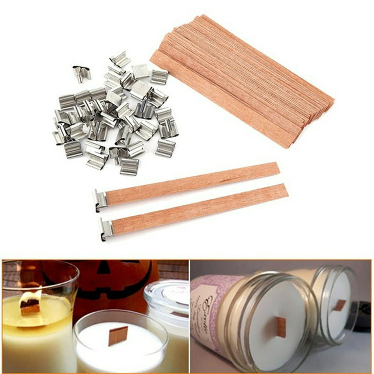 Wood Candle Wicks with Iron Stand Candle Cores Natural
