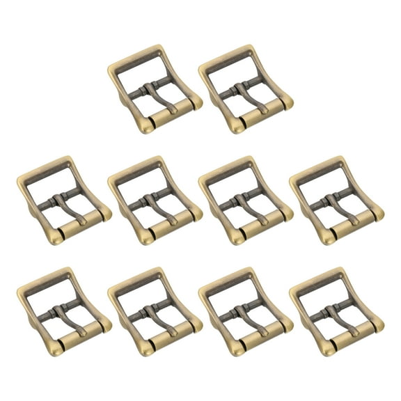 Uxcell Single Prong Belt Buckle, 1.5"x1" Rectangle Shape Metal Roller Buckle Center Bar Buckles for Leather Bag DIY Craft Strap Shoe Making Accessories(Bronze, Pack of 10)