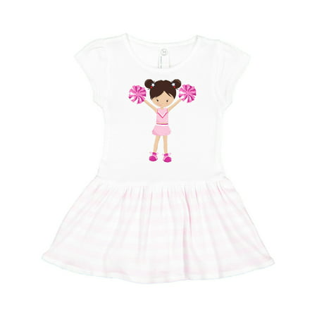 

Inktastic Cheerleaders Girl With Brown Hair Pink Uniform Gift Toddler Girl Dress