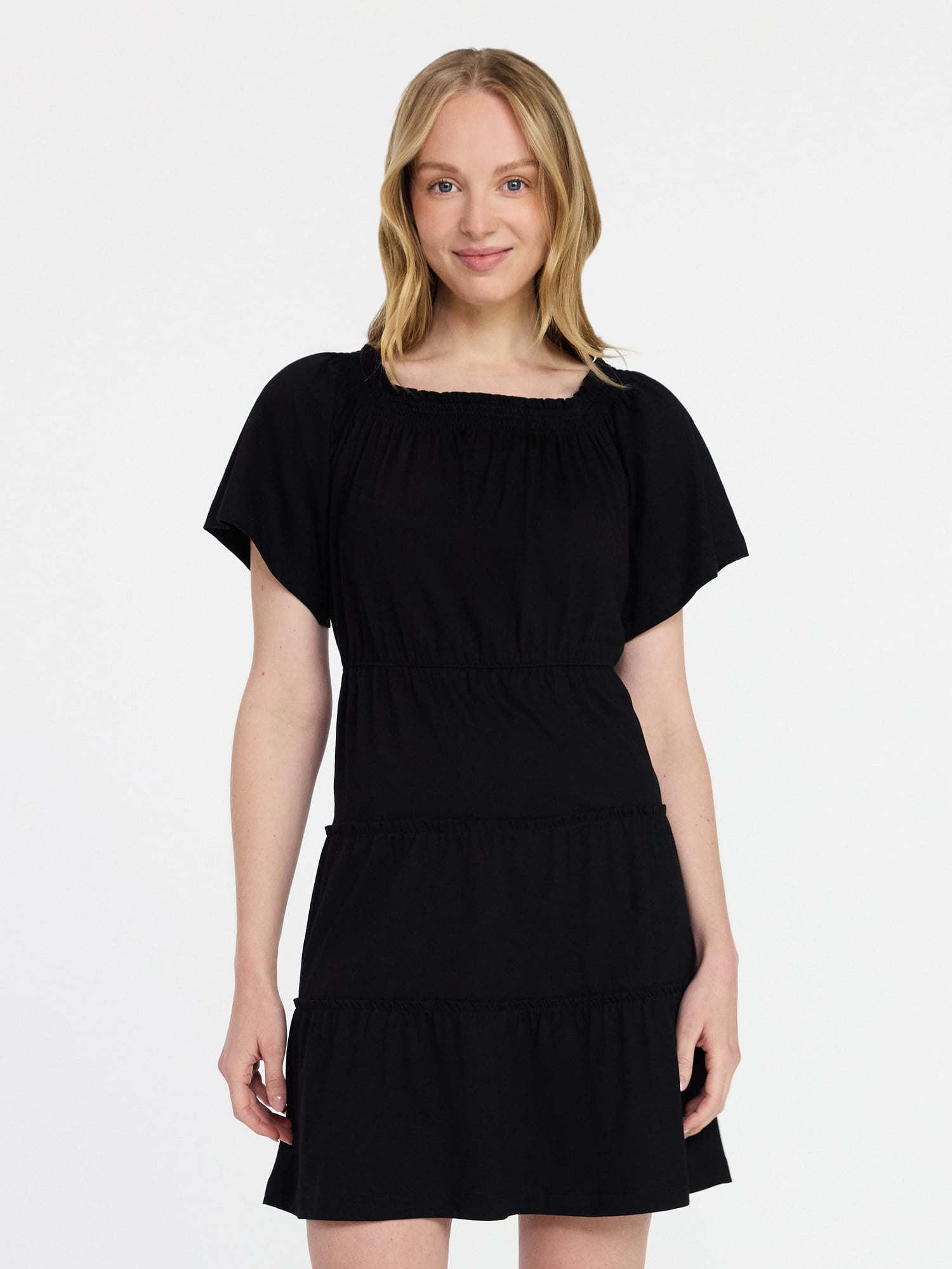 time and tru black dress Time & Tru Black + White Gingham v-Neck Mini Ruffle Dress Small – Southern  Roots Boutique