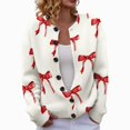 thumbnail image 2 of Plus Size Women's Christmas Santa & Tree Embroidered Cardigan Long Sleeve Round Neck Button Down Knit Sweater For Holiday Season, 2 of 6