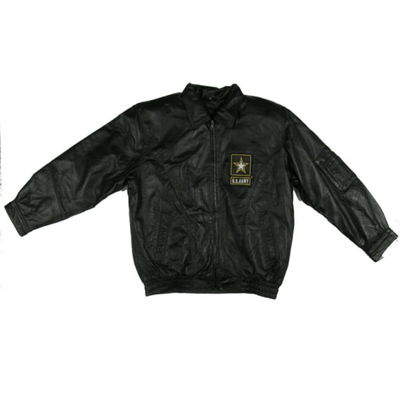 JWM Mens Military Lined Leather Jacket (Army, Medium)